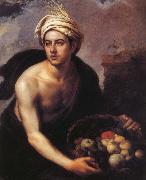 Bartolome Esteban Murillo The Shaonian Lang handheld Fruit Basket oil painting on canvas